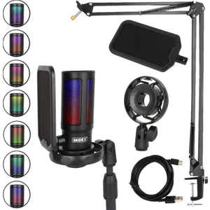 V6 RGB Set USB Oyuncu ve Yayıncı Mikrofonu Condenser Stüdyo (Kayıt Gaming Tiktok Twitch Canlı yayın Discord Youtube)