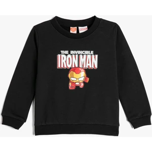 Iron Man Sweatshirt Lisanslı Uzun Kollu Bisiklet Yaka Pamuklu