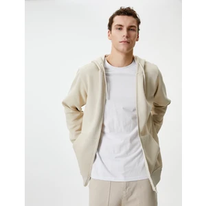 Basic Fermuarlı Sweat Kapşonlu Cep Detaylı