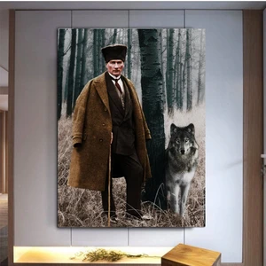 Ormanda Atatürkve Kurt 50 x 70 Kanvastablo