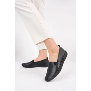 Hakiki Deri Siyah Kadın Deri Babet Dp62-8002