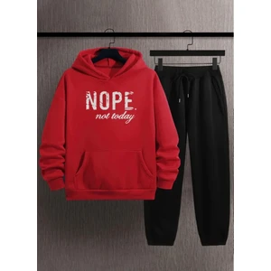 Amor Man Büyük Beden Özel Tasarım Kapüşonlu Nope Baskılı %100 Pamuk Modern Erkek Eşofman Takımı