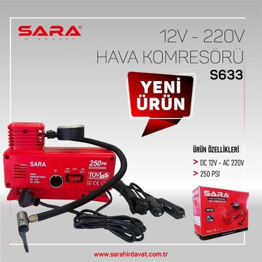 Sara Araç Içi Çakmak Soketi Girişli Hava Kompresörü S633 Fiyatı