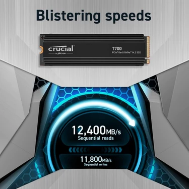 Crucial T700 4TB PCIe Gen5 NVMe M.2 SSD (12400-11800 MBs) Fiyatı