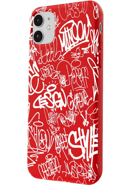 iPhone 11 Silikon Urban Grafiti Yazılı Tarz Style Kırmızı Renkli Telefon Kılıfı fiyatları