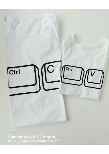 Ctrl C/ctrl V Baba Çocuk Tshirt Aile Kombin - Beyaz