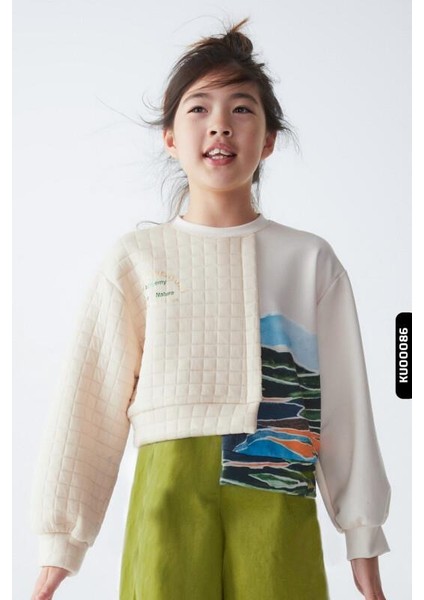 Kız Çocuk Academy Yazılı Kapitone Sweatshirt