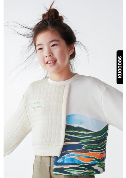 Kız Çocuk Academy Yazılı Kapitone Sweatshirt modelleri