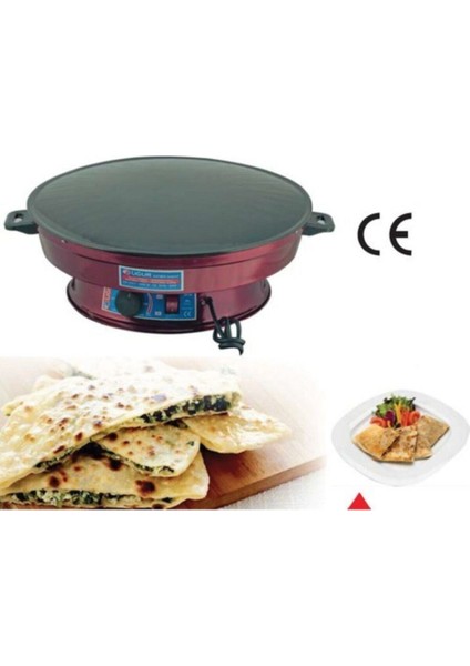 Büyük Boy Elektrikli Termostatlı Katmer Sacı Yufka Gözleme Sacı (55 Cm.) Bordo