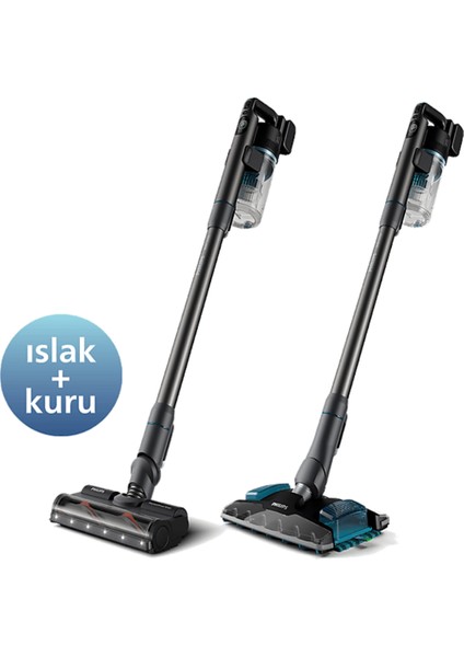 Dijital Ekranlı Islak Kuru Şarjlı Süpürge, LED Başlık 80 Dk Çalışma Süresi 30 Dk Turbo Mod, Siyah