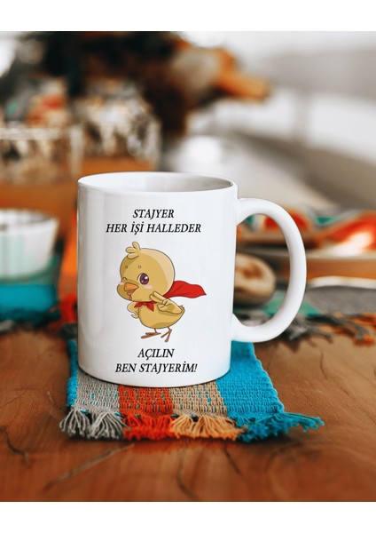 Stajyer Her Işi Halleder Baskılı Kupa Bardak