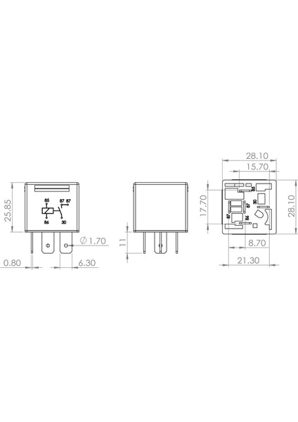 12V 30A Dirençli Mini Röle 5 Fiş Bosch 0986AH0251