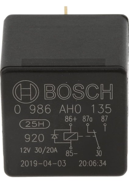 12V 30/20A Dirençli Çift Platin Mini Röle 5 Fiş Bosch 0986AH0135