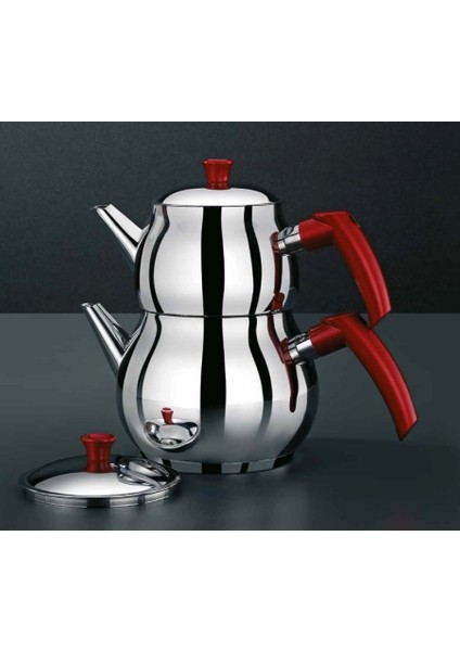 Ipeksaray Küre Çelik Çaydanlık Takımı Orta Boy 4 Pcs - Süzgeçli Demlik