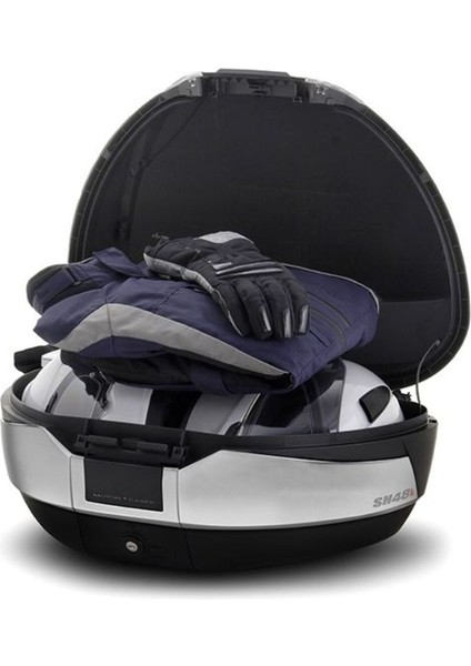 Motosiklet Arka Çanta Dark Grey Siyah Açık Gri Motor Arka Topcase 48 Litre