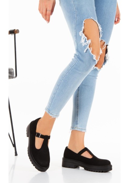 Kadın Süet Siyah Corcik Tokalı Anatomik Ayakkabı Iç Astar Deri modelleri