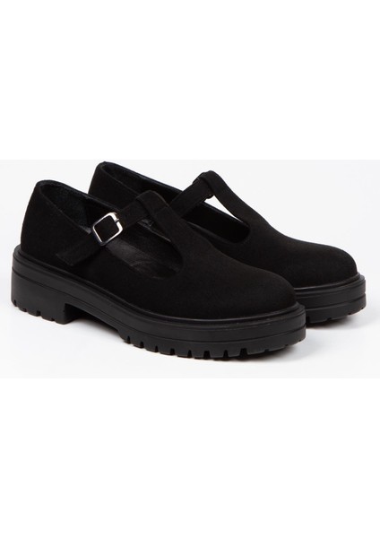 Kadın Süet Siyah Corcik Tokalı Anatomik Ayakkabı Iç Astar Deri fırsatları