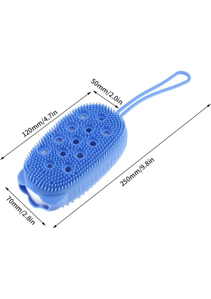 Süngerli Silikon Banyo Kesesi Mavi Renk