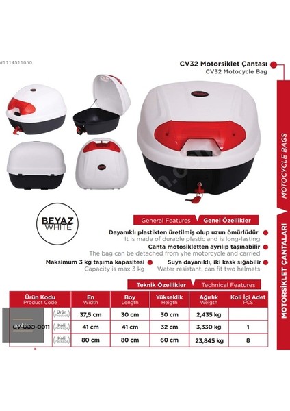 Arka Çanta Beyaz 32 Lt Arwic