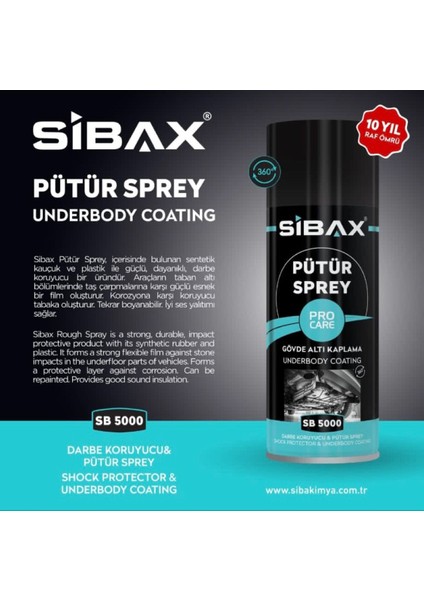 Sibax SB5000 Gövde Altı Koruma Darbe Koruyucu Pütür Sprey Siyah 400 ml