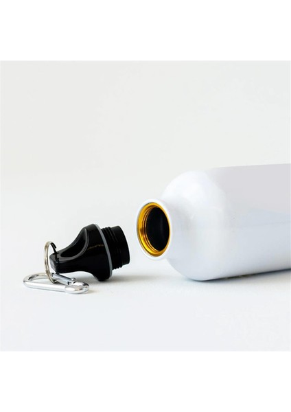 Kişiye Özel Atatürk Tasarımlı Kancalı Alüminyum Beyaz Su Matarası - 600MLT fırsatları