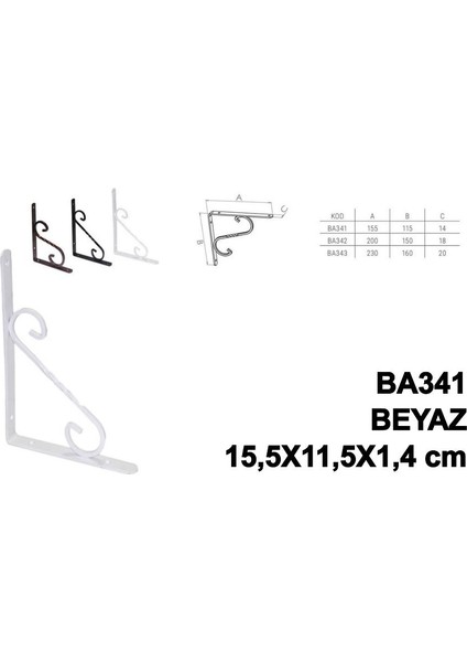 Perforje Raf Altı Raf Demiri Parlak Beyaz 15,5X11,5X1,4 cm