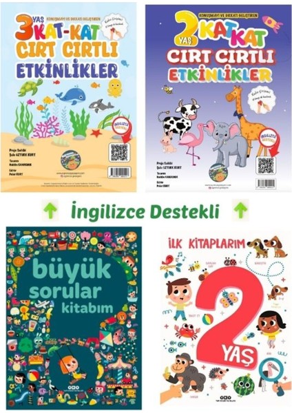 4 Dev Kitap-Yky Büyük Sorular ve 2 Yaş Kitap-Ingilizce Destekli 2-3 Yaş Cırt Cırtlı Etkinlikler