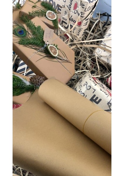 Kraft Kağıt Ambalaj Kağıdı Kraft Kutu Yılbaşı Çeyiz Paketleme Kağıdı 70X100 (10 Adet) fırsatları