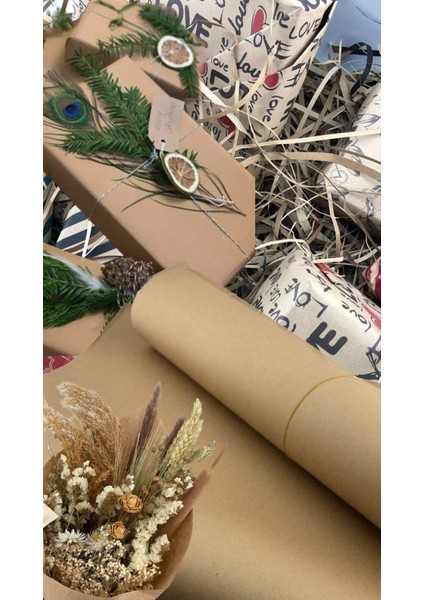 Kraft Kağıt Ambalaj Kağıdı Kraft Kutu Yılbaşı Çeyiz Paketleme Kağıdı 70X100 (10 Adet) indirimleri