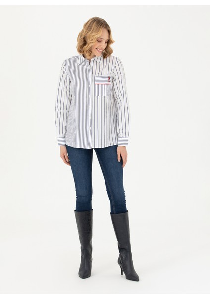 Regular Fit Gömlek Yaka Beyaz Kadın Gömlek Cına fırsatları