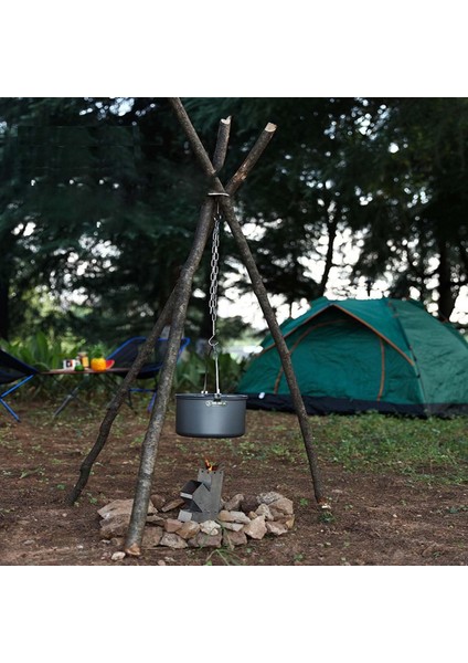 Duhalıne Paslanmaz Çelik Askı Kamp Tripodu Üç Ayaklı Halka, Zincirli ve Kancalı Kamp Tencere Askı Aparatı indirimleri
