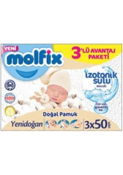 Molfıx Izotonik Sulu Mendil Yenidoğan 3X50'LI ( 1 Adet )