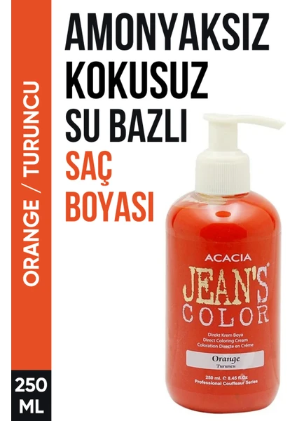 JEAN'S COLOR Jean’s Color Amonyaksız Turuncu Renkli Saç Boyası 250 ml Kokusuz Su Bazlı Orange Hair Dye