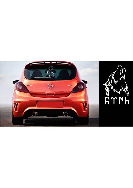 Göktürkçe Türk - Kurt Logo Sticker 30X20