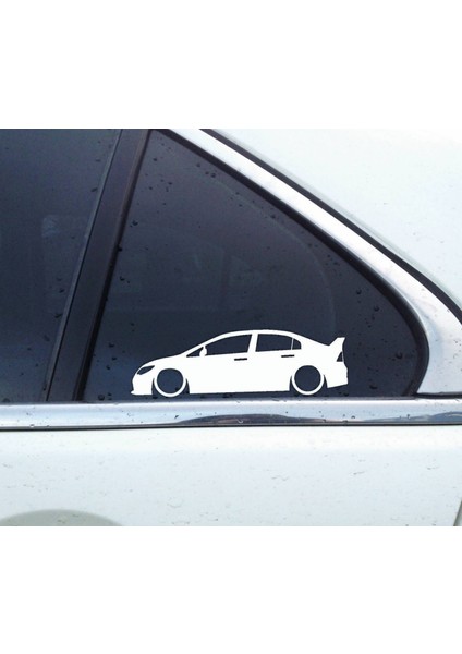 Civic Fd2 Gen 8 Sedan Spoilerli Basık Kelebek Cam Stickeri 2 Adet