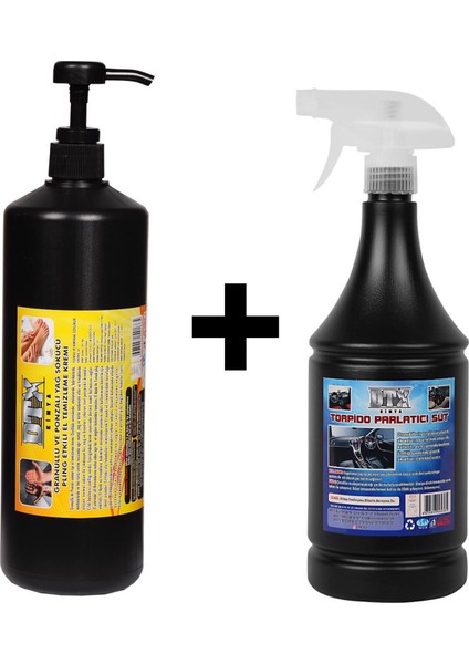 Ponza'lı (Talaşlı) El Temizleme Kremi ( Sabunu) 1 kg & Torpido Parlatıcı Süt 500 ml