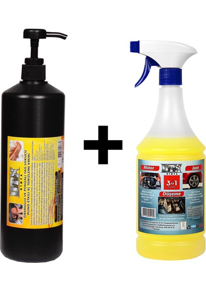 Ponza'lı (Talaşlı) El Temizleme Kremi ( Sabunu) 1 kg & Motor Jant Döşeme Temizleyici 1 Lt