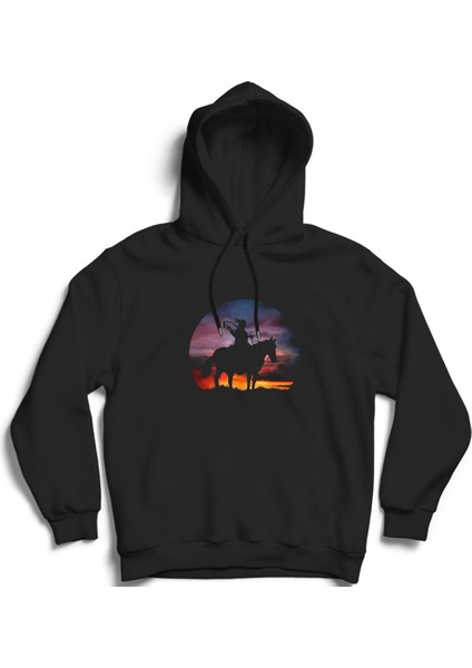 Kızılderilii, Indian, Silüet Kapüşonlu Sweatshirt Hoodie