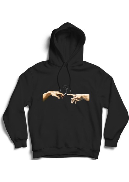The Creation Of Adam And Smoke Kapüşonlu Sweatshirt Hoodie