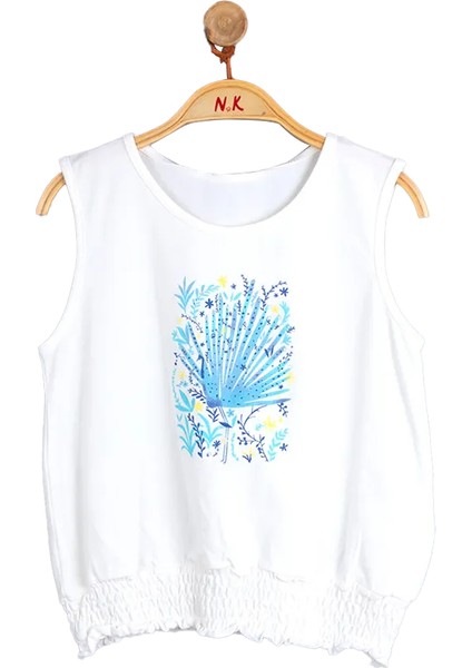 Firuze Baskılı Kız Atlet T-Shirt – Pamuklu, Esnek, Lastikli Bel Tasarım