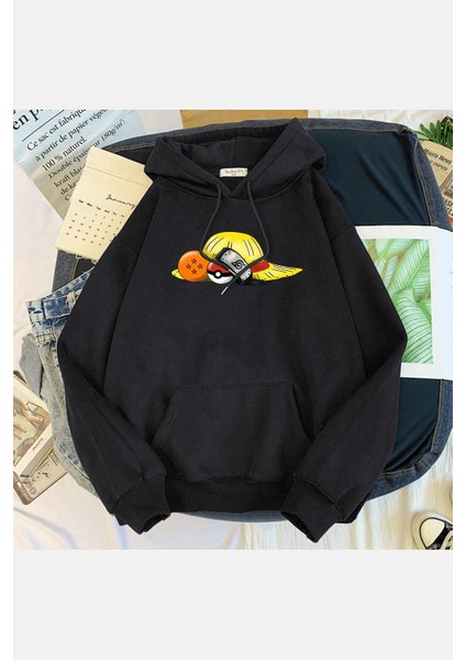 Anime Sembol Kapşonlu Sweatshirt