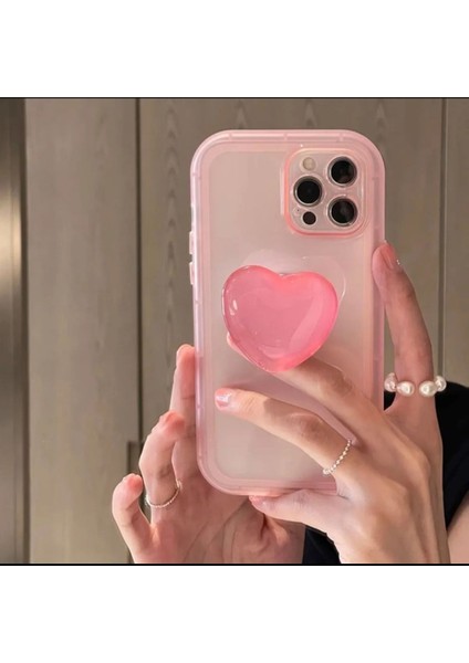 Realme C12 Kamera Korumalı Popsocketli Pembe Kılıf