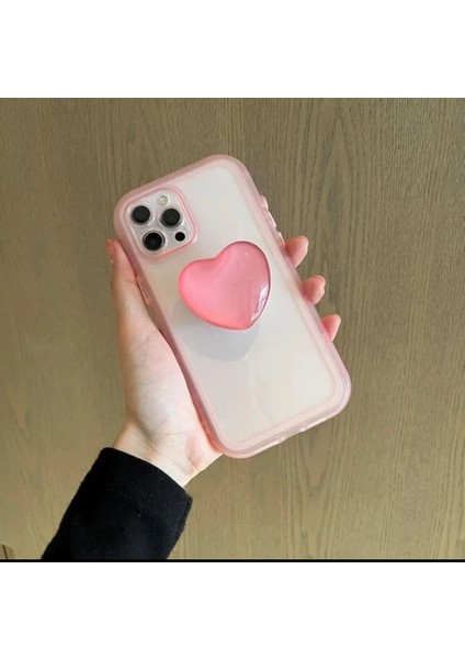 Realme C12 Kamera Korumalı Popsocketli Pembe Kılıf
