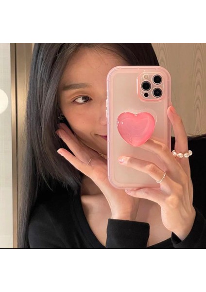 Realme C12 Kamera Korumalı Popsocketli Pembe Kılıf
