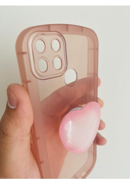 Realme C12 Kamera Korumalı Popsocketli Pembe Kılıf