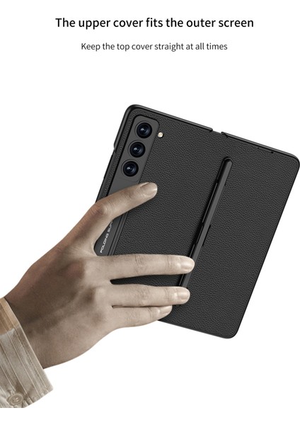 Samsung Galaxy Z Fold 5 Uyumlu S Kalem Yuvası ile Kickstand Vaka Lüks Tek Parça Flap Kılıf