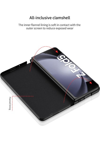 Samsung Galaxy Z Fold 5 Uyumlu S Kalem Yuvası ile Kickstand Vaka Lüks Tek Parça Flap Kılıf