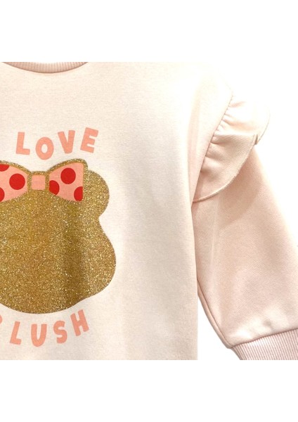 Simli Mini Baskılı Fırfırlı Omuz Detaylı Kız Çocuk Sweatshirt fiyatları