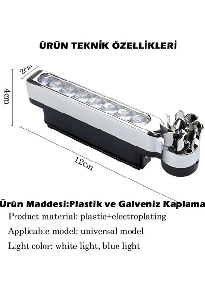 STS Oto Aksesuar Gündüz Ledi Farı 8 Ledli Su Geçirmez Universal Mavi Işık