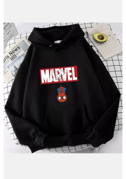 Spiderman Marvel Yazılı Kapşonlu Sweatshirt